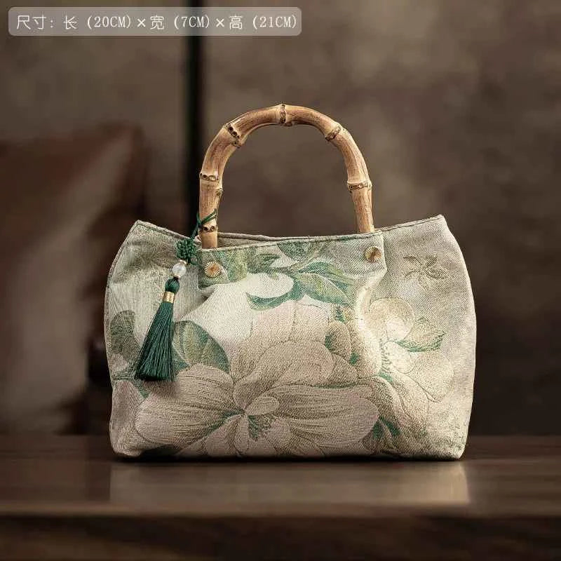 Guofeng New Chinese Bamboo Handbag with Cheongsam Mini Handbag Women's 2026 New Thin and Qiao Women's Bag Wrist Bag