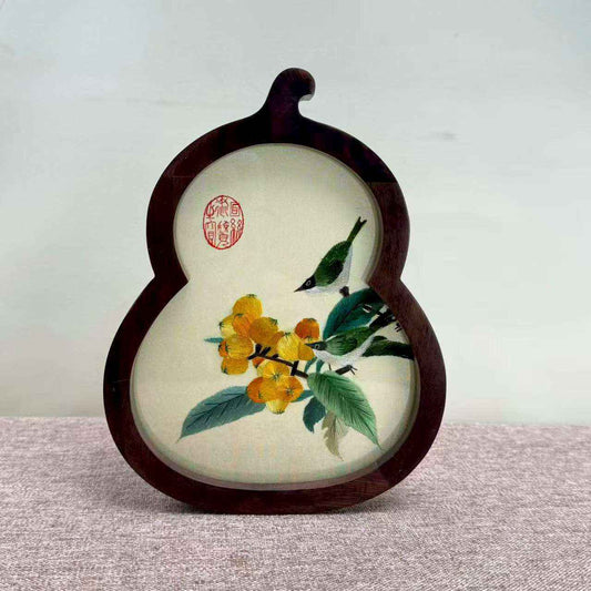 Suzhou embroidery pure handmade double-sided embroidery gourd lucky ornament to send foreigners business gift company with hand gift Shu embroidery Chinese style