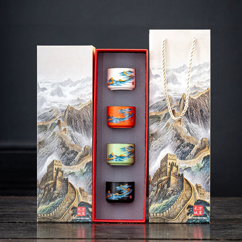AuraKin Forbidden City guochao ceramic teacup gift set for elegant tea rituals