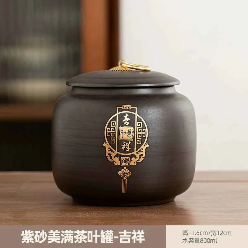 Boutique high-grade purple sand tea cans, tea cans, storage tanks, household moisture-proof sealed cans, Pu'er black tea, white tea, advanced sense