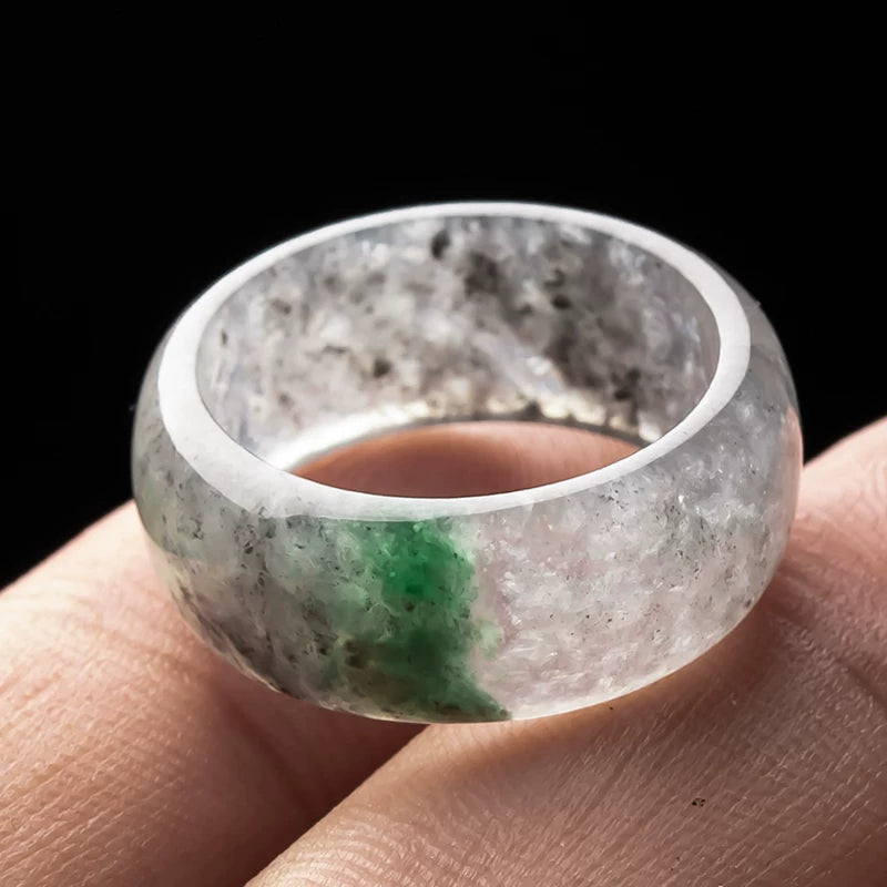 Live Streaming: Natural Black-bone Chicken Burmese Jadeite Ring, Ring, Ring, Ring for Men and Women, Ring with Certificate