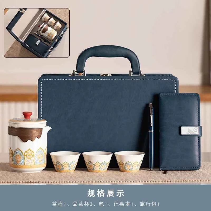 AuraKin travel portable ceramic tea set for outdoor and office tea rituals
