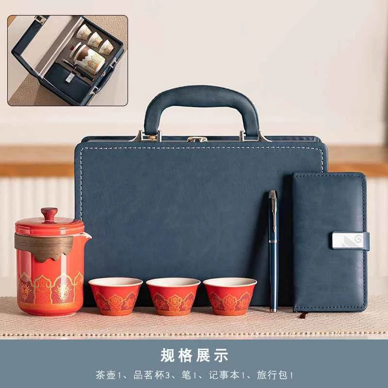 AuraKin travel portable ceramic tea set for outdoor and office tea rituals