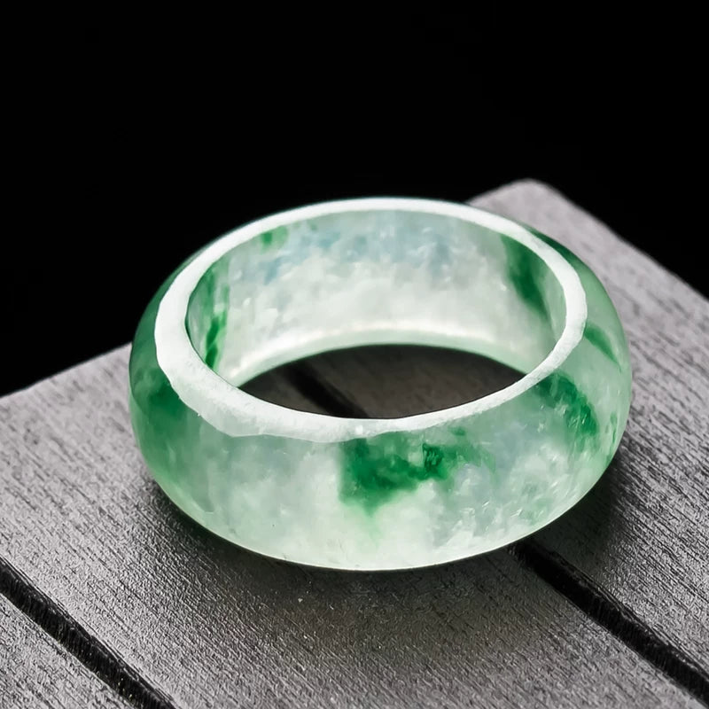A grade high ice type fluorescent wood snowflake cotton jade ring ring, white ice ring, factory direct sale