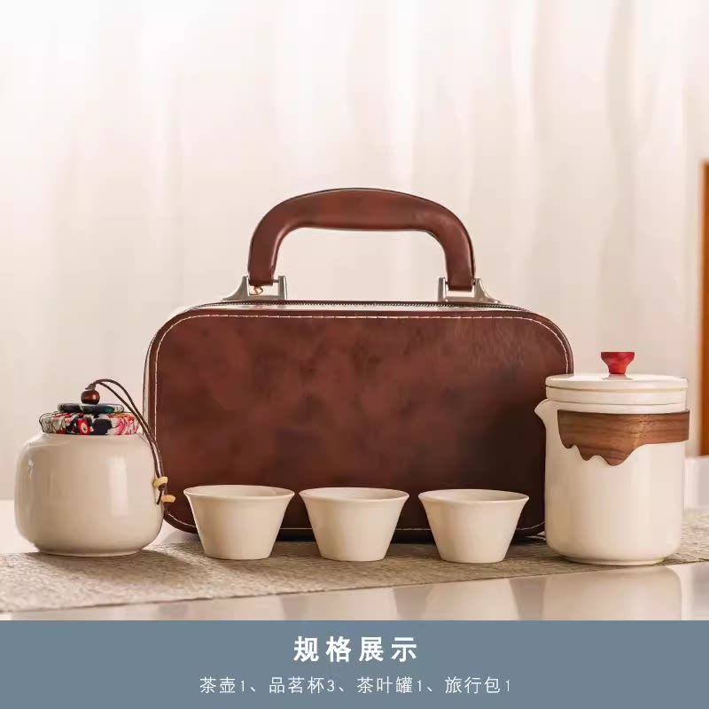 AuraKin travel portable ceramic tea set for outdoor and office tea rituals