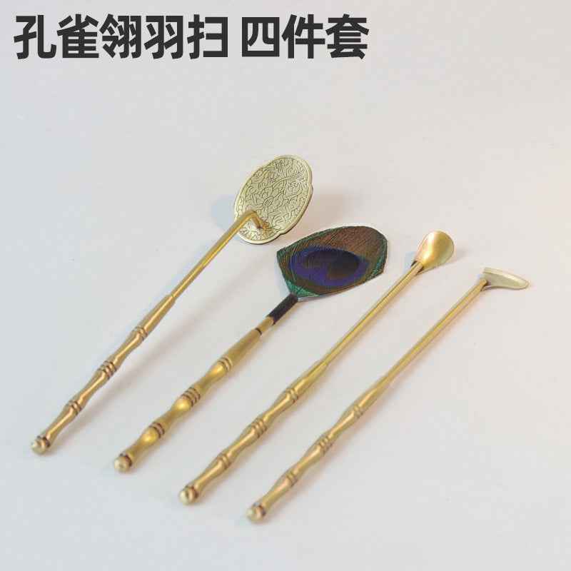 AuraKin brass incense seal tool set with burner spoon and incense accessories