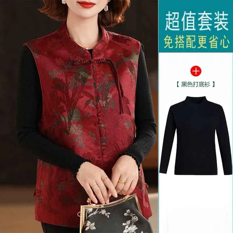 Spring national style vest jacket buckle vest women's spring and autumn new Chinese vest Tang suit top