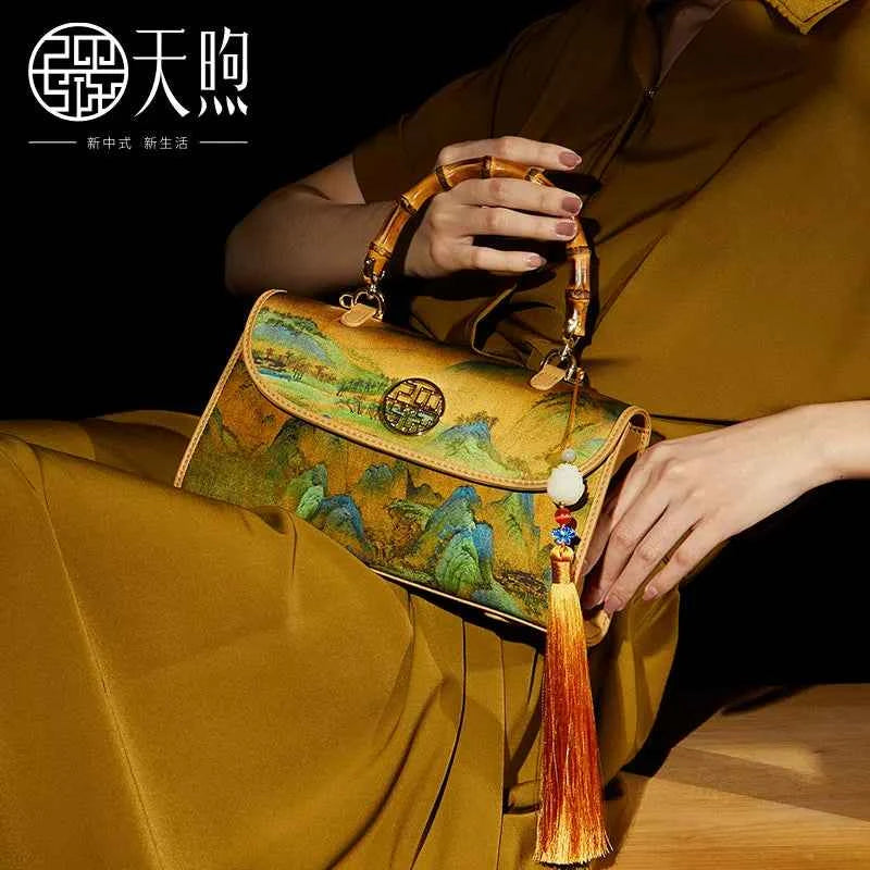 Mulberry silk women's bag new Chinese style bamboo cheongsam mother elders gift crossbody handbag