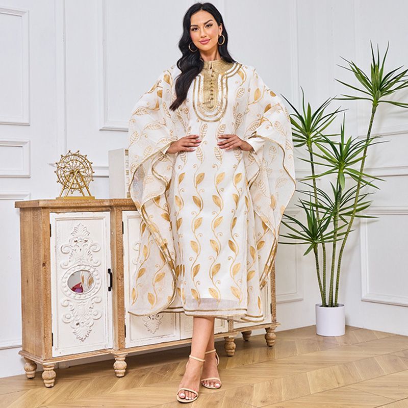 New Arab Dubai robe vest two-piece set embroidered gold webbing ethnic Xinjiang women's conservative dress middle - AuraKin
