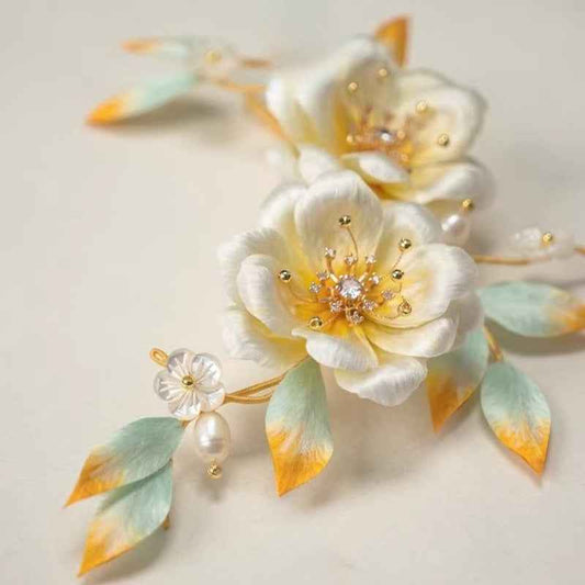 Intangible Cultural Heritage Edelweiss Hairpin Haircomb Tuanhua Hanfu Accessories Hairpin Traditional Silk Production