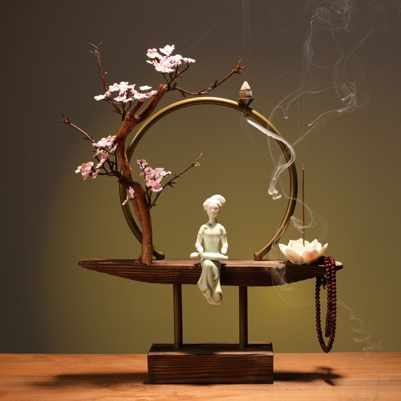 New Chinese style backflow incense burner aromatherapy creative personality Zen charm household living room entrance office home decoration Lucky Gallery