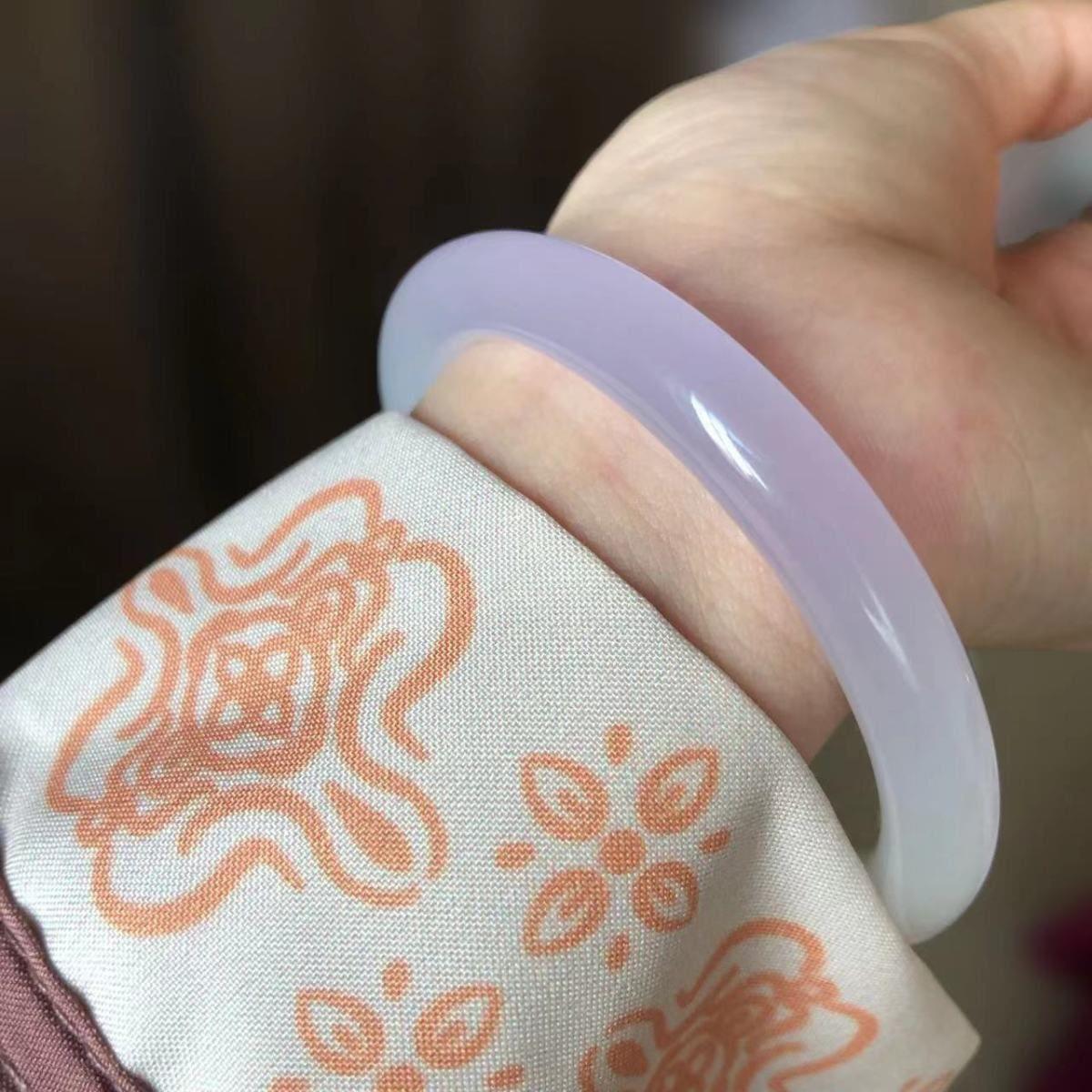 Piao Smoke Purple Lotus Pink Jade Bracelet for Women - Genuine Xinjiang Hetian Violet Jingle Bracelet - AuraKin