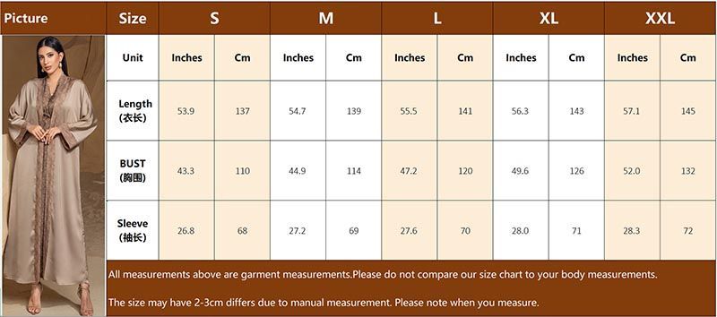 Malaysia Dubai Handmade Rice Bead Dress V-Neck Ethnic Robe Two-piece Turkish Printed Holiday Robe middle - AuraKin