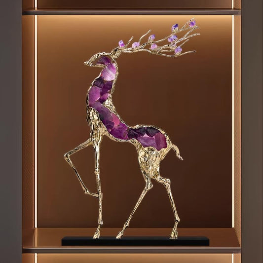 New crystal deer ornament entrance luxury high-end ornament living room light luxury high-grade rough stone Lucky Gallery