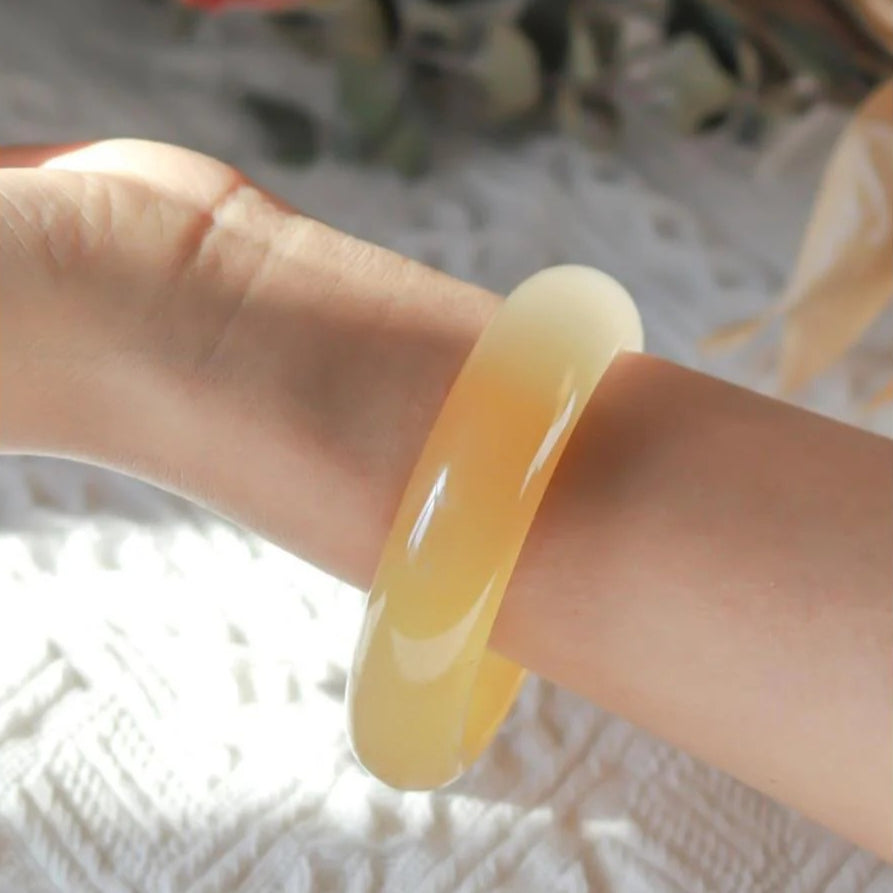 Jade Bracelet - Natural Yellow Jade Bracelet for Women with Topaz and Huanglongyu - AuraKin