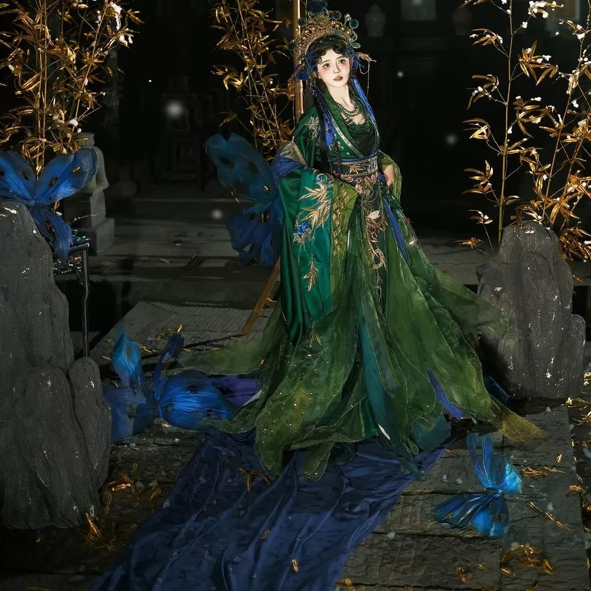 Yunma Yamazawa's original new product [Bamboo Leaf Green] Year of the Snake and Warring States Robe Han Element Green Heavy Industry Embroidery Spring middle  and Autumn [Shipped within 7 days] - AuraKin