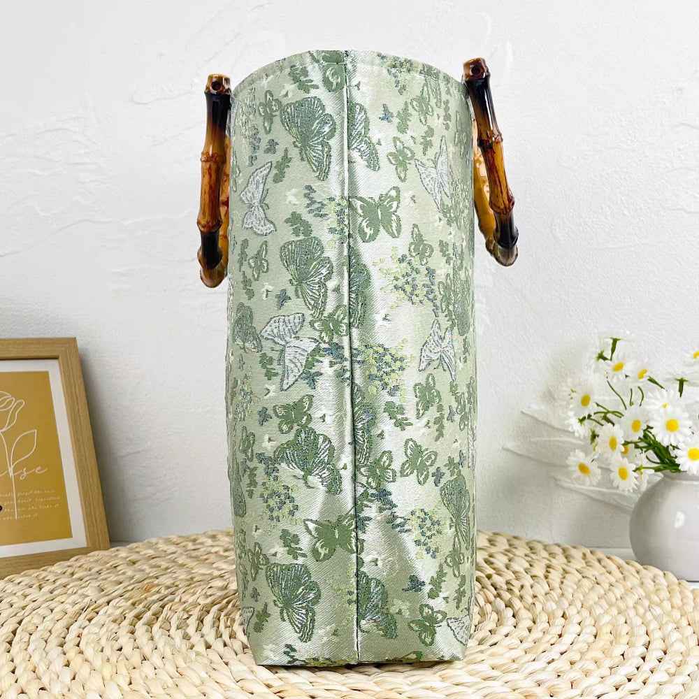 Original Design New Chinese Temperament Bamboo Retro Large Capacity National Style Classical Cheongsam style Tote bag
