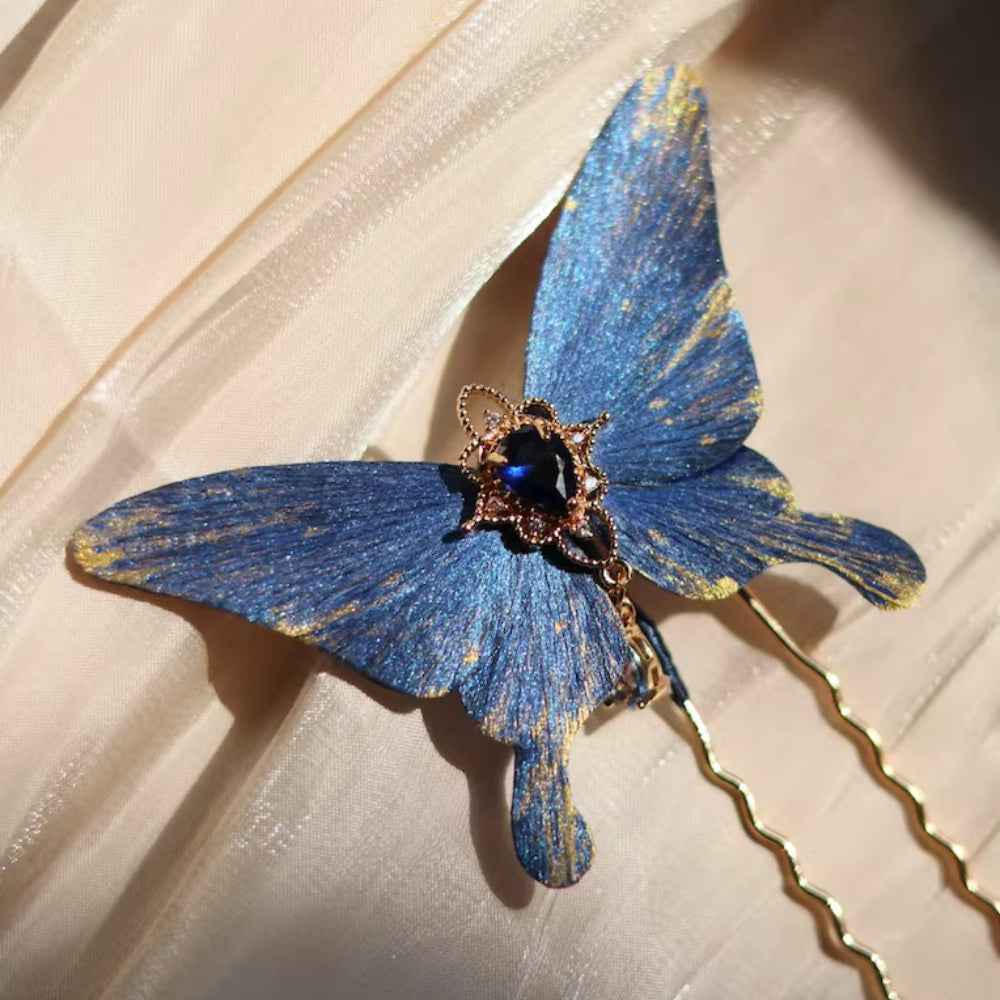 Original intangible cultural heritage fluff 100% pure handmade light luxury national style hairpin brooch hairpin