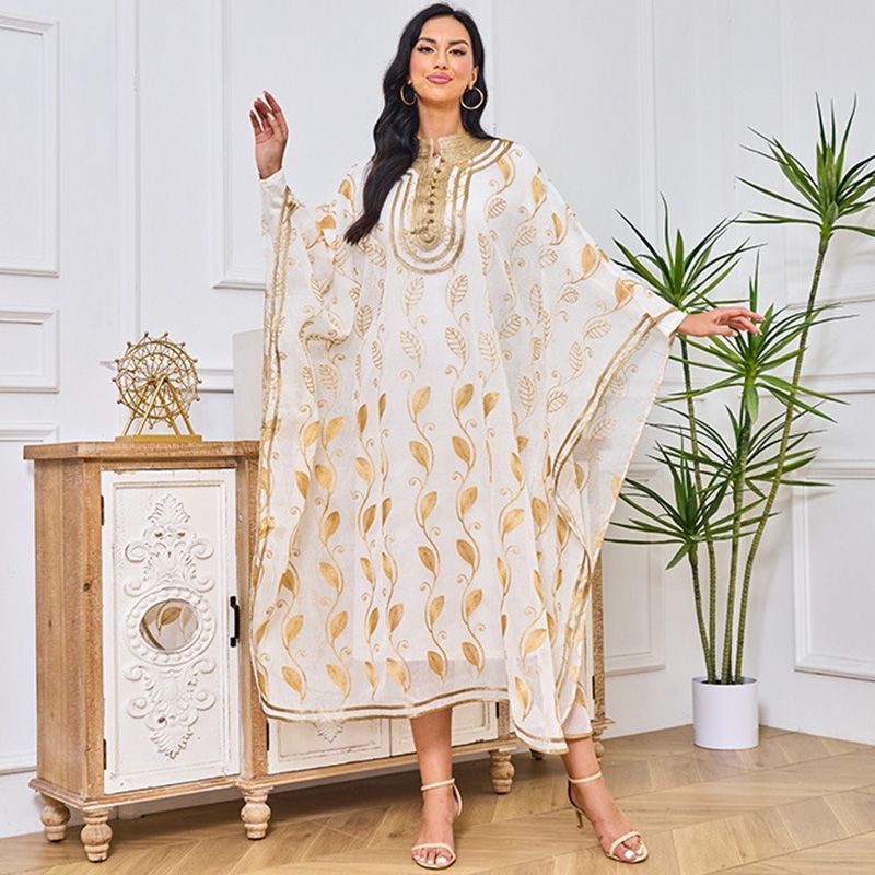 New Arab Dubai robe vest two-piece set embroidered gold webbing ethnic Xinjiang women's conservative dress middle - AuraKin