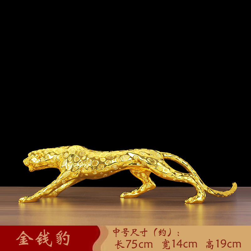 Lucky money leopard ornament large living room office TV wine cabinet entrance decoration store company opening gift Lucky Gallery