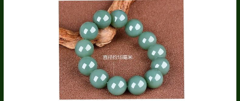 Natural Hetian jade bracelet men's blue and white jade round bead bracelet natural Xinjiang jade transfer men's bracelet. - AuraKin