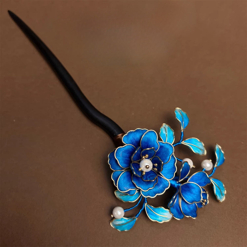 Intangible Cultural Heritage Handmade Silk Edelweiss Pink Red Blue Hairpin Hairpin Hanfu Bridal Hair Accessories Imitation Diancui Wedding - AuraKin