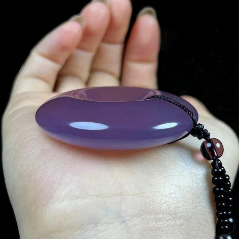 Natural Purple Chalcedony Safety Buckle Pendant for Men and Women - Genuine Agate Large Version Fashion Accessory - AuraKin