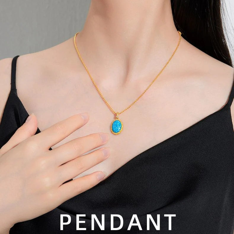 Aurakin Jewelry Blue Danube Pendant with Zircon and Artificial Opal for Girlfriend Gift green - AuraKin