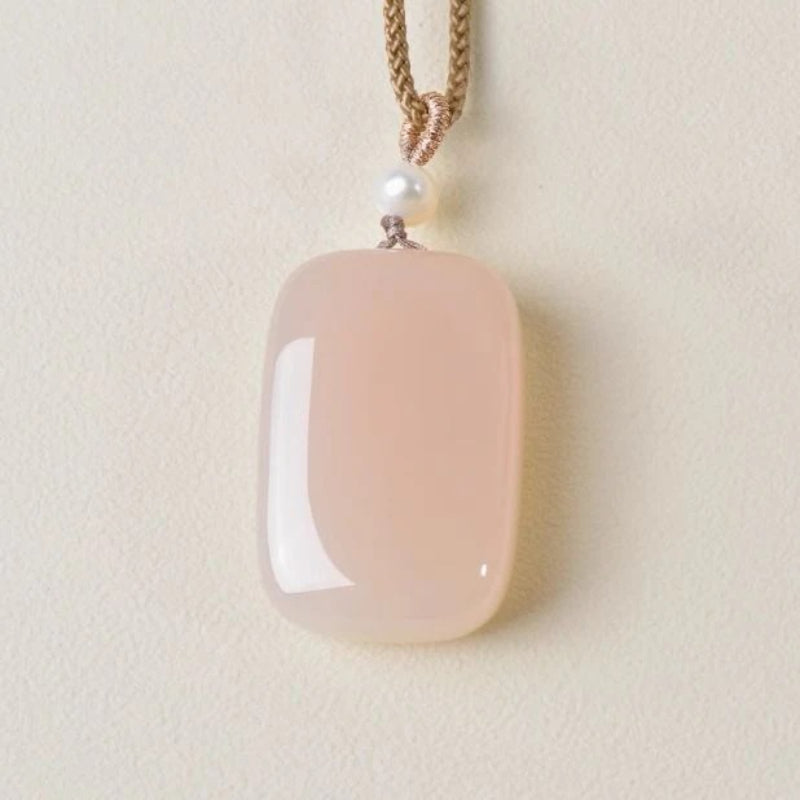 Hetian Jade Pendant Women's Natural pink Jade Necklace with Lotus Root Powder Safe Brand - AuraKin