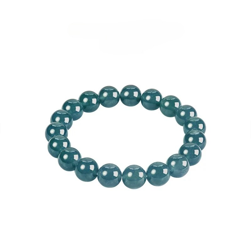 Chow Tai Fook New Chinese Jade Jade Bead Bracelet Lake Blue 10mm Ladies New Product K65883 - AuraKin