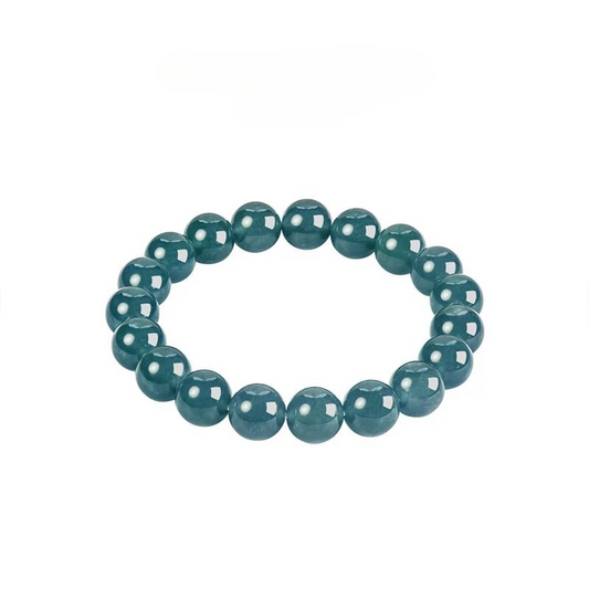 Chow Tai Fook New Chinese Jade Jade Bead Bracelet Lake Blue 10mm Ladies New Product K65883 - AuraKin
