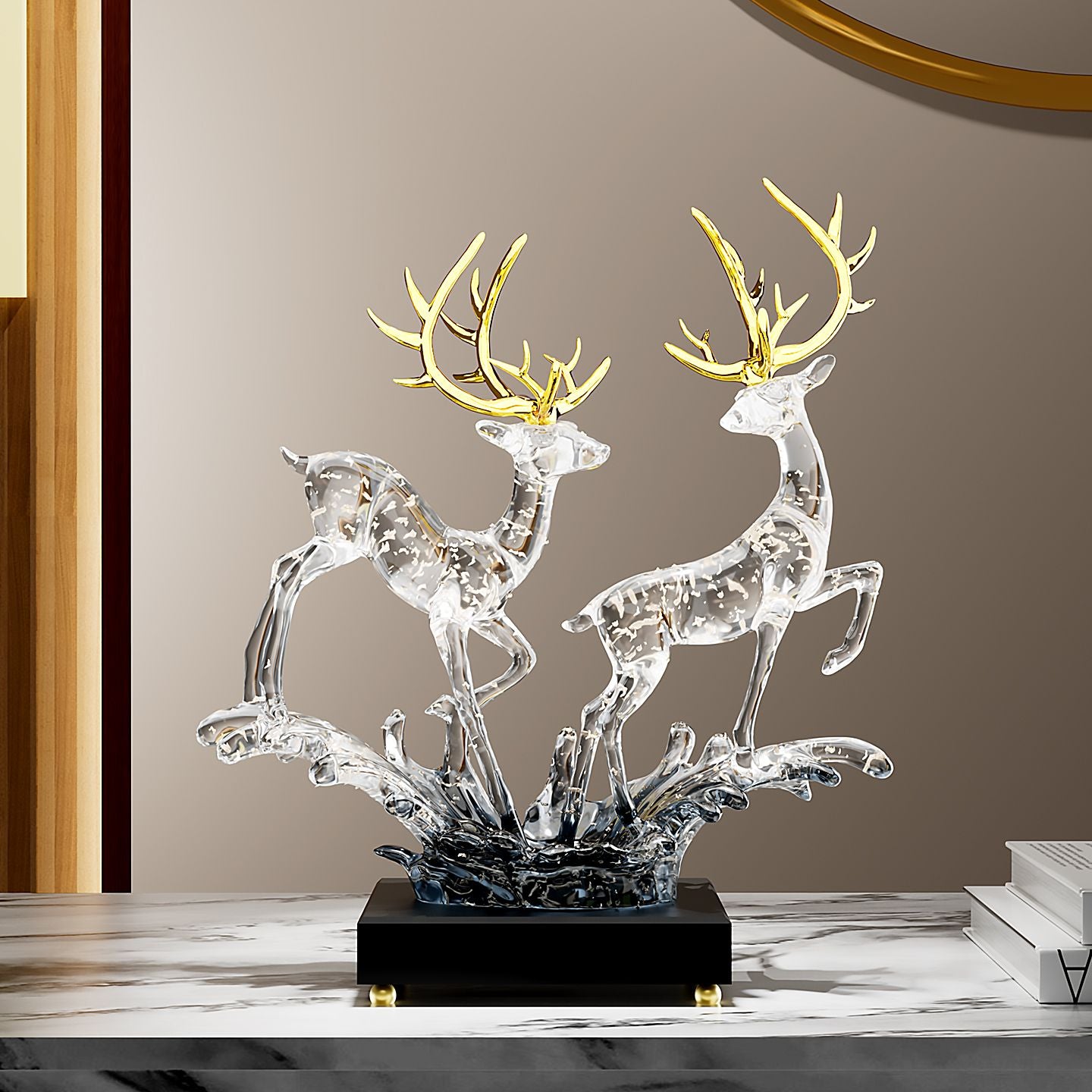Fengsheng Shuiqi Lucky Deer Ornament Light Luxury High-end Sense Living Room Entrance Wine Cabinet TV Cabinet Decoration Housewarming Gift Lucky Gallery