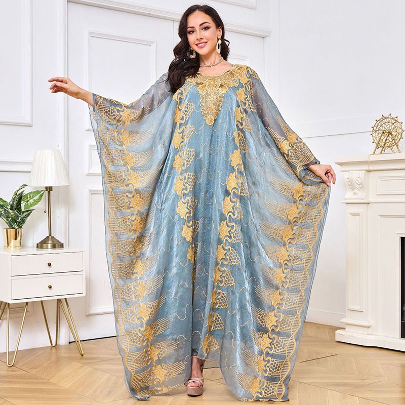 New Morocco Dubai party embroidered beads two-piece robe women's green dress noble Malay dress middle - AuraKin