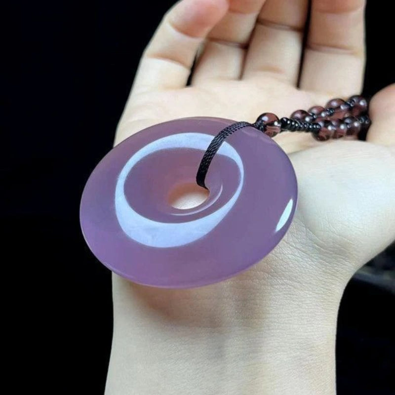 Natural Purple Chalcedony Safety Buckle Pendant for Men and Women - Genuine Agate Large Version Fashion Accessory - AuraKin