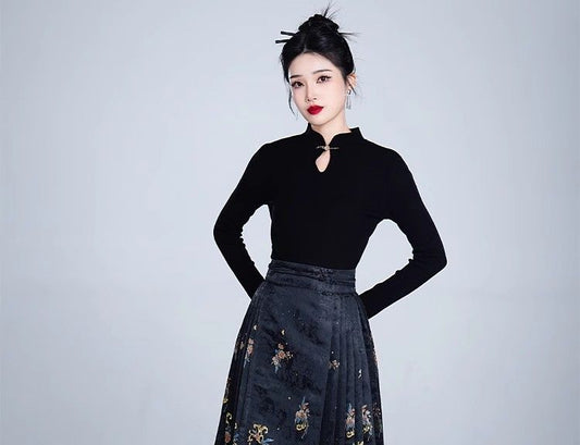 New Chinese style [Blue Peacock] Hanfu horse dress women's Chinese style improved skirt temperament high-end celebrity embroidery middle - AuraKin