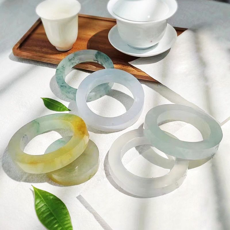 Natural Myanmar jadeite A product semi-bright material ice bracelet brand custom jade bracelet live broadcast genuine A product with certificate - AuraKin