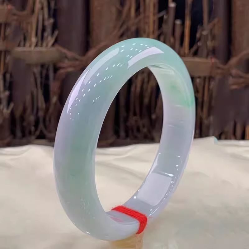 Aurakin Cui Yingchun Water High-end Myanmar Jadeite Bracelet Light Green Floating Flower Ice Seed - AuraKin