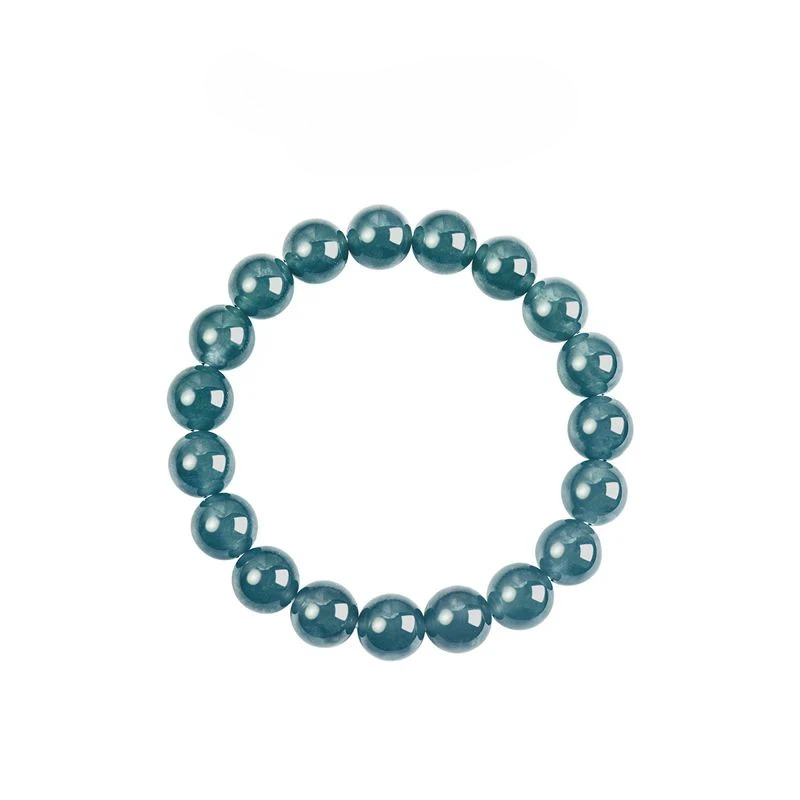 Chow Tai Fook New Chinese Jade Jade Bead Bracelet Lake Blue 10mm Ladies New Product K65883 - AuraKin