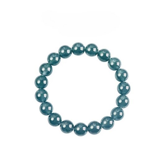 Chow Tai Fook New Chinese Jade Jade Bead Bracelet Lake Blue 10mm Ladies New Product K65883 - AuraKin