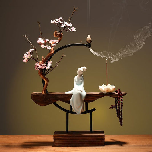 New Chinese style backflow incense burner aromatherapy creative personality Zen charm household living room entrance office home decoration Lucky Gallery