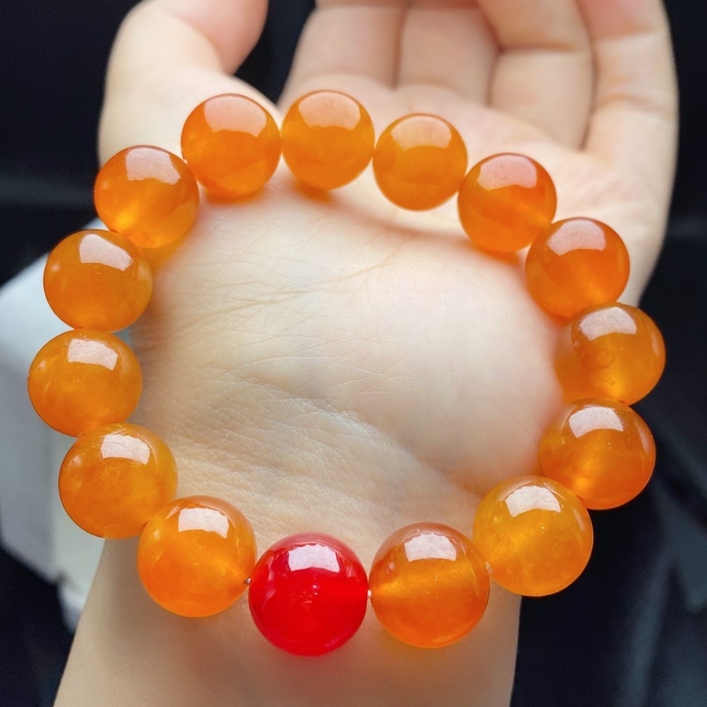 Myanmar Jadeite Bracelets - Natural Ice Yellow & Red Jade Round Beads for Men & Women with Certificates - AuraKin