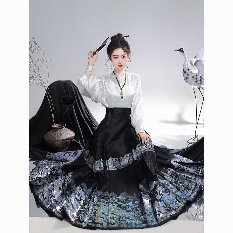Yun Fangqing Original Hanfu Luodian Horse Dress Qin Yun Chinese Style middle  Daily Commuting New Chinese Style Improved Han Elements Winter - AuraKin
