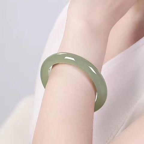 Xinjiang genuine Hetian jade ice clear water lake green women's jade bracelet jade bracelet birthday gift for girlfriend - AuraKin