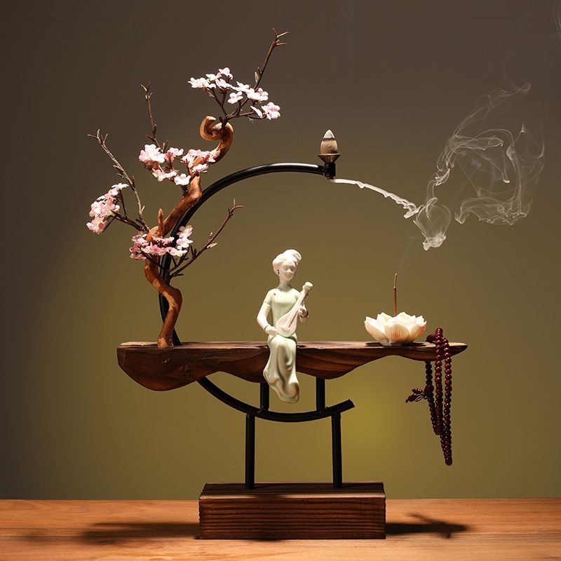 New Chinese style backflow incense burner aromatherapy creative personality Zen charm household living room entrance office home decoration Lucky Gallery