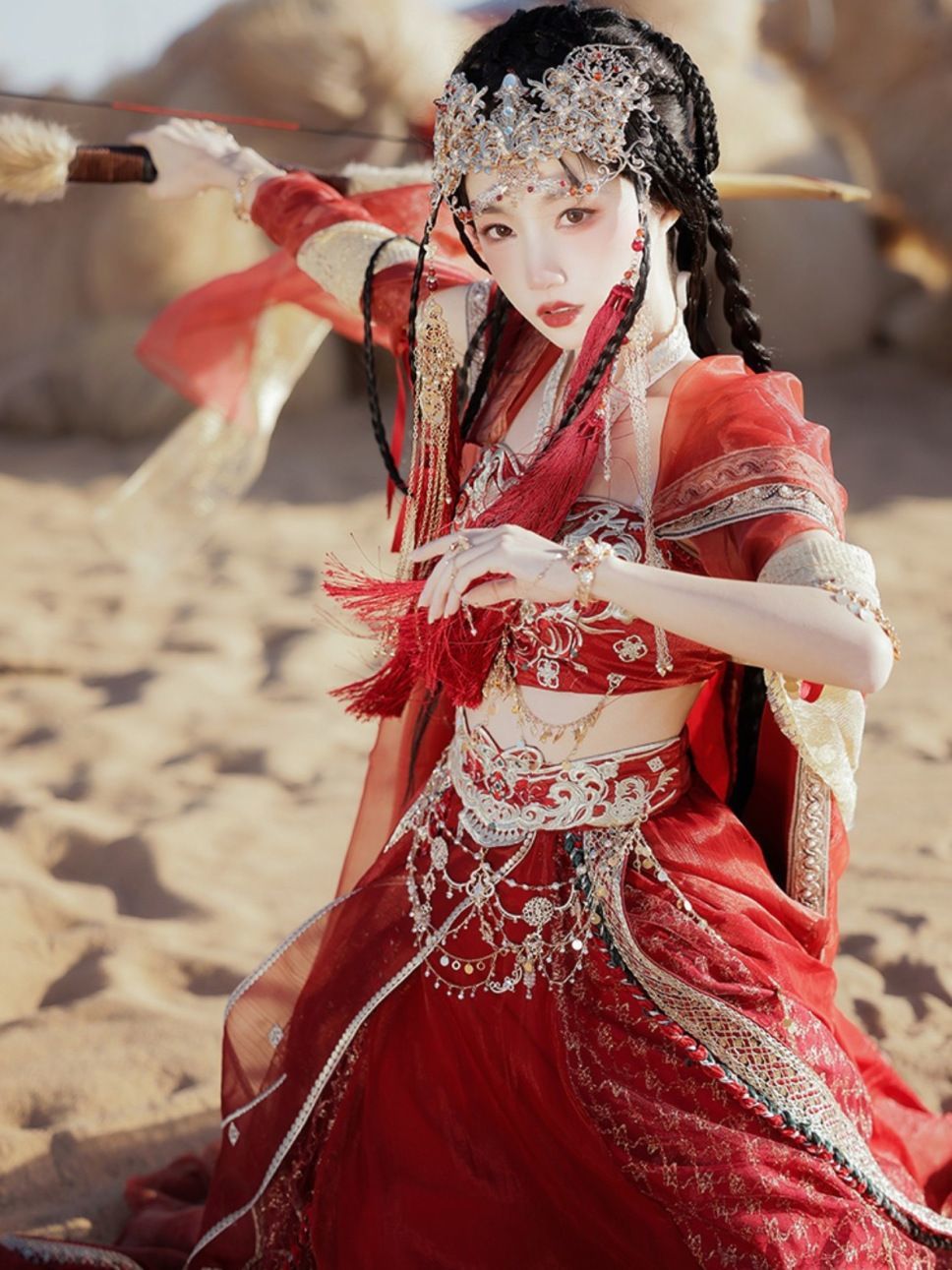 Desert princess exotic skirt stage costume embroidery dunhuang flying western stylemiddle middle  photography national style court style - AuraKin