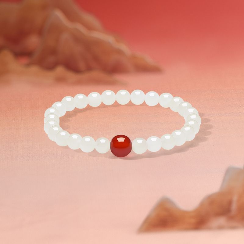 AuraKin Natural Hetian White Jade Agate Lychee Frozen Bracelet Women's Jewelry Jade Gift Birthday Gift bracelet - AuraKin