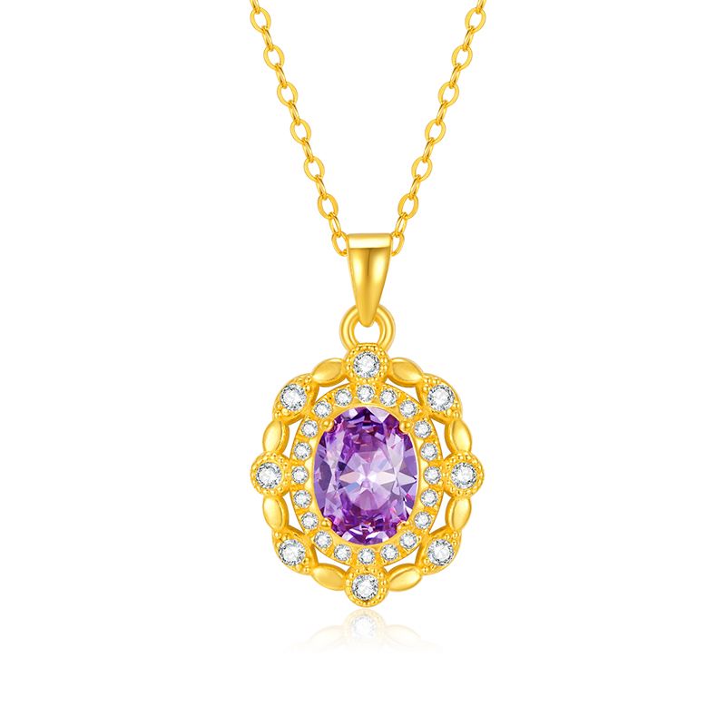 Aurakin Jewelry Blue Lake Gold Necklace Pendant with Gold Zircon and 5D Hard Gold Design green - AuraKin