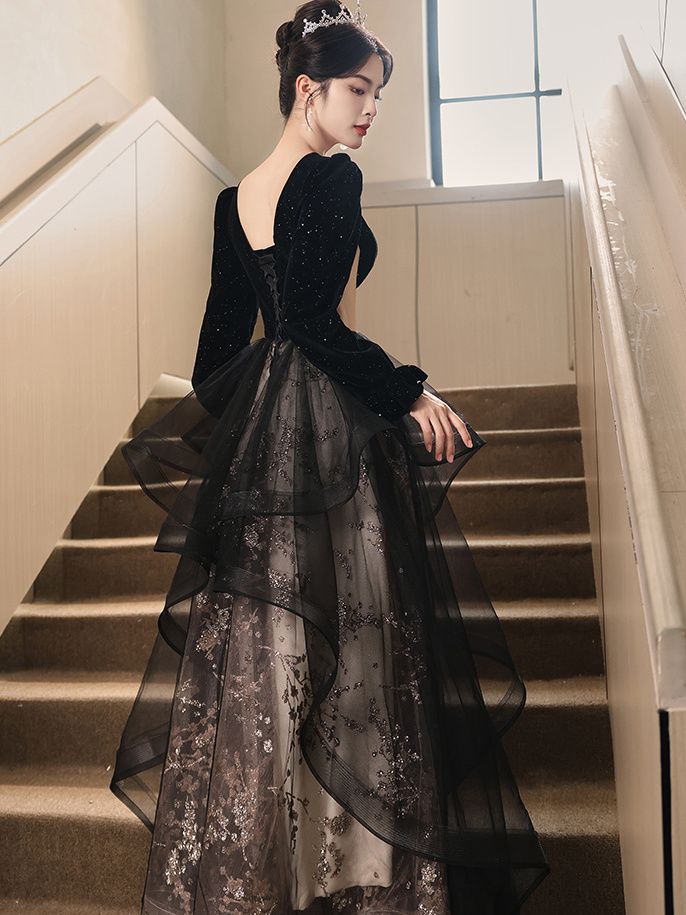 New Year's Black Evening Dress French Banquet Premium Sense Light Luxury Niche High-end Dinner Annual Meeting Host Bar Mitzvah middle - AuraKin