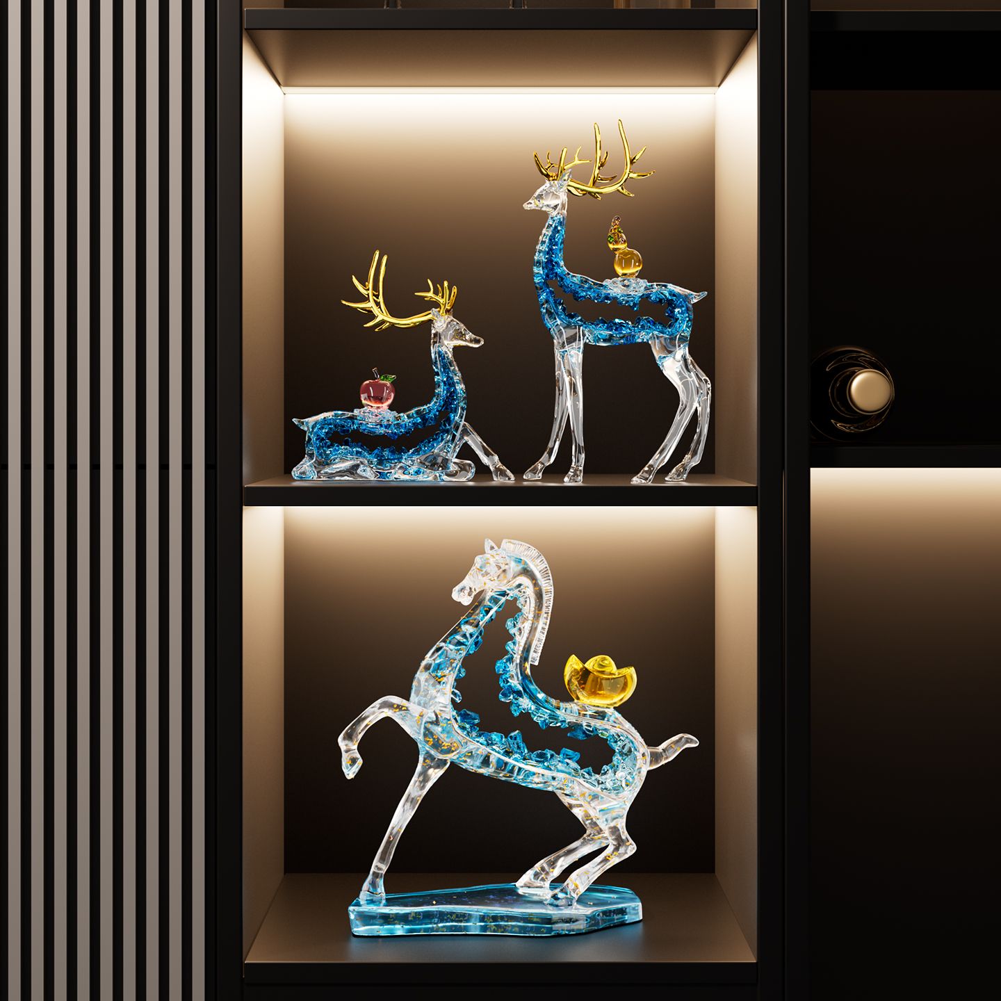Deer ornament A pair of light luxury high-end living room lucky entrance TV cabinet wine cabinet decoration moving house new home gifts Lucky Gallery