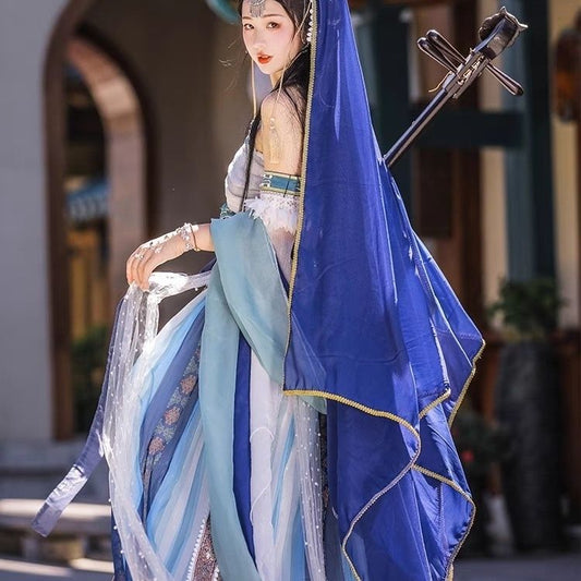 New Dunhuang style exotic Hanfu Tianzhu princess dance Western Regions goddess element improvement ancient clothing full set of travel photography middle - AuraKin